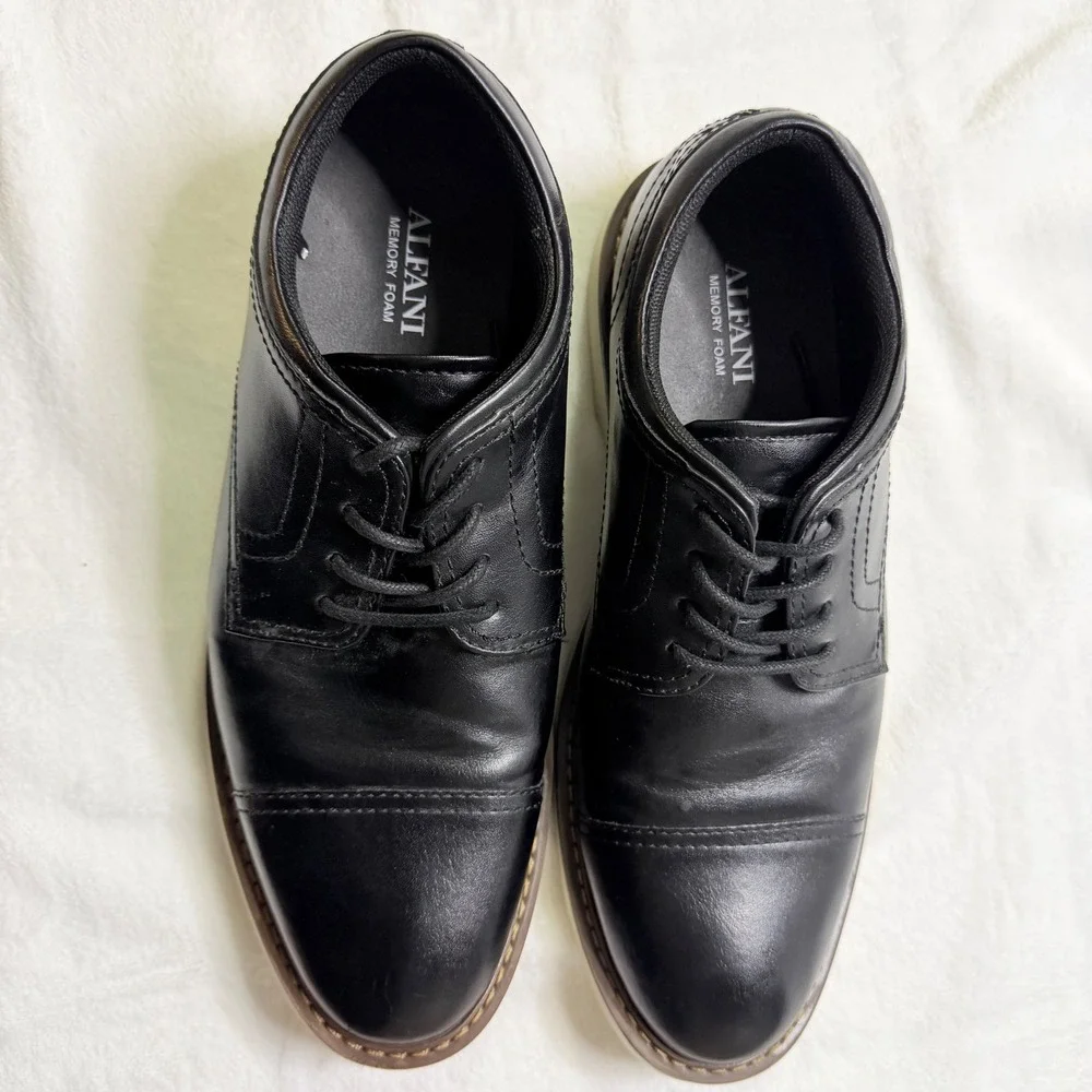 Alfani Theo‎ Oxford Cap Toe Black Memory Foam Dress Shoes Size 8M